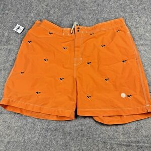 Polo Ralph Lauren Mens Swim Shorts XXL Mesh Lined 2XL Orange Embroidered Flags